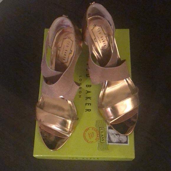 Ted Baker London Shoes - Ted Baker Rose Gold Strappy Heels Size 9.5